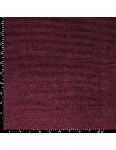 Gestreepte lurex fluweelstof - Bordeaux