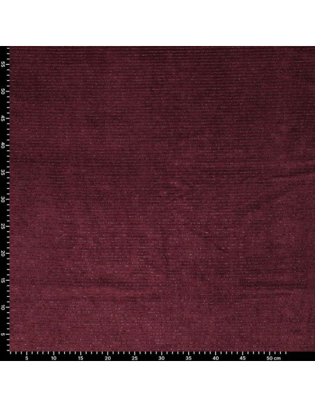 Gestreepte lurex fluweelstof - Bordeaux