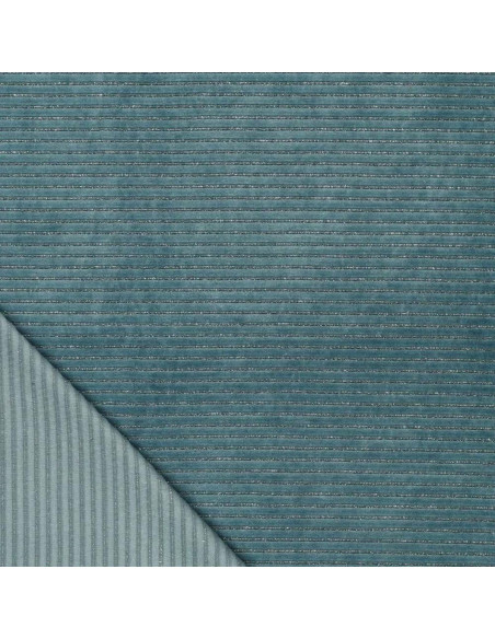 Gestreepte lurex fluweelstof - Blauwgrijs
