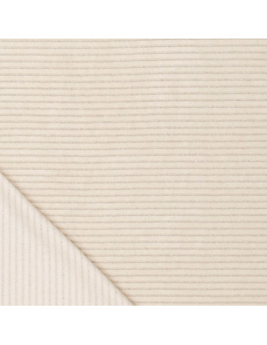 Gestreepte lurex fluweelstof - Off-white