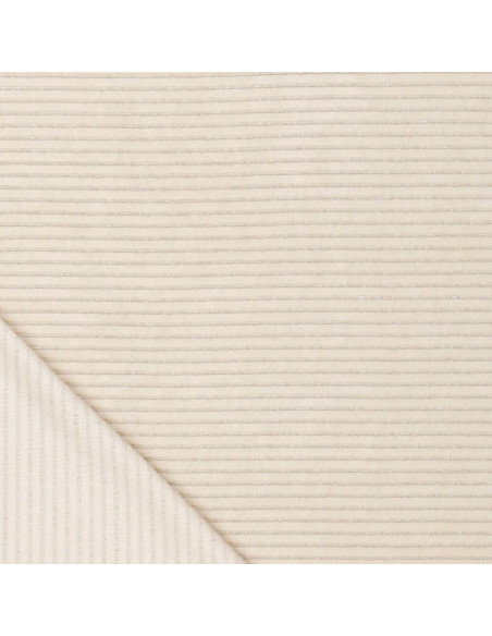 Gestreepte lurex fluweelstof - Off-white