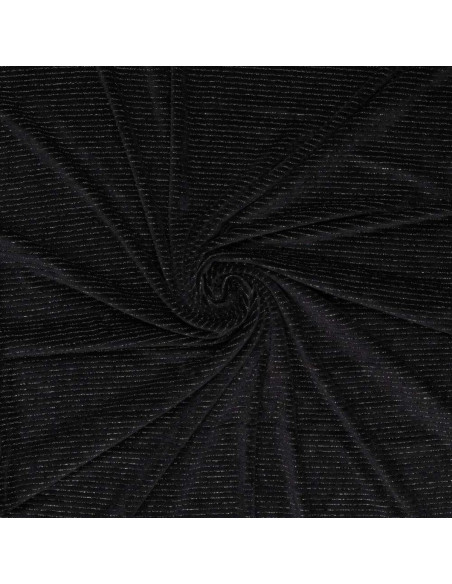 Gestreepte lurex fluweelstof - Zwart