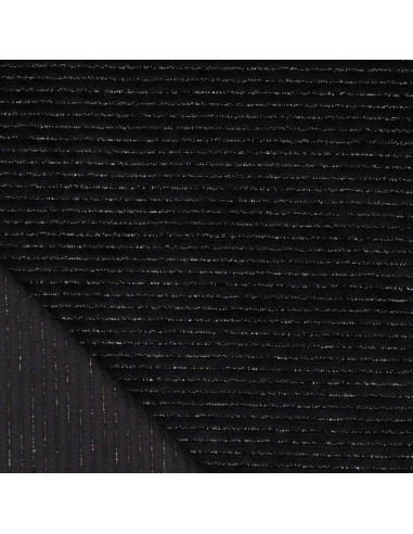 Gestreepte lurex fluweelstof - Zwart