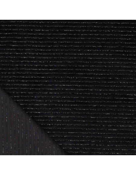 Gestreepte lurex fluweelstof - Zwart