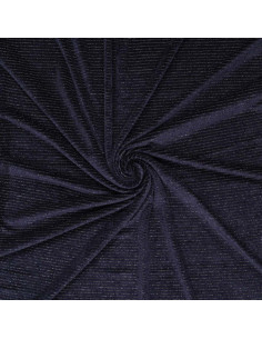 Gestreepte lurex fluweelstof - Marineblauw