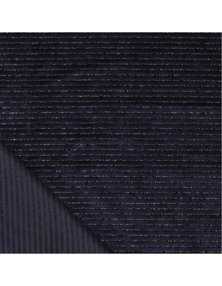Gestreepte lurex fluweelstof - Marineblauw