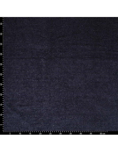 Gestreepte lurex fluweelstof - Marineblauw