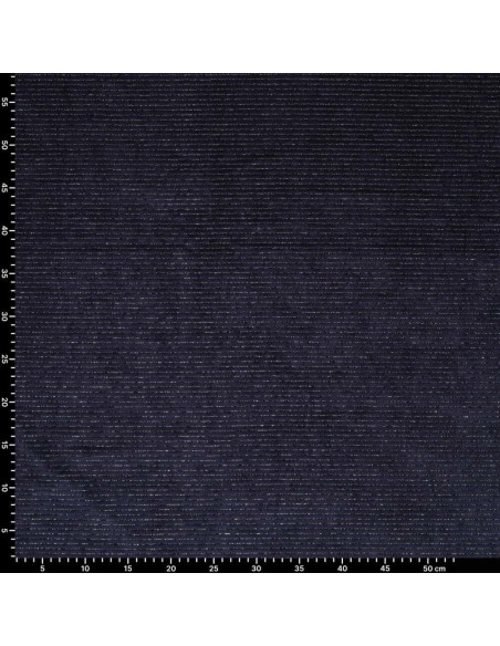 Gestreepte lurex fluweelstof - Marineblauw