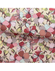 Fantasie viscose stof - Yze abrikoos en roze