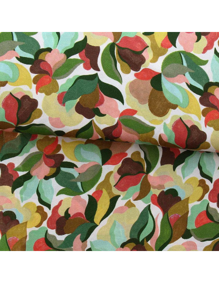 Fantasie viscose stof - Abiva petal en groen