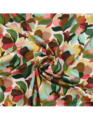Fantasie viscose stof - Abiva petal en groen