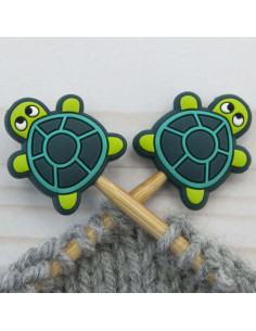 Breistoppers voor breinaalden - Groene schildpad