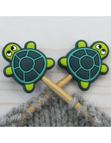 Breistoppers voor breinaalden - Groene schildpad
