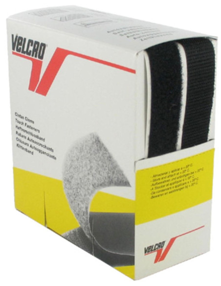 VELCRO® Merk zelfklevend zwart 20 mm breed doos van 5 meter