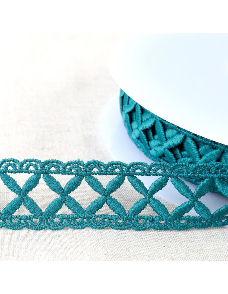 Guipure ruitpatroon - Eendblauw