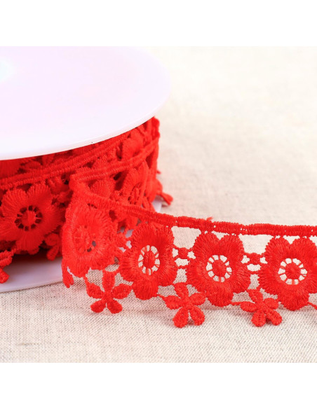 Bloemen guipure - Rood