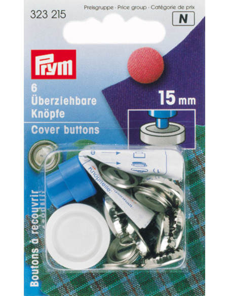 Doos met 6 knopen om te bekleden met gereedschap 15 mm