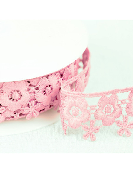 Bloemen guipure - Roze