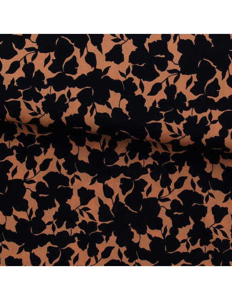Fantasie viscose stof - Oinette beige en zwart