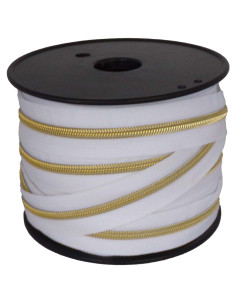 Nylon sluiting 5 mm lurex - Wit en goud