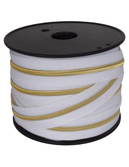 Nylon sluiting 5 mm lurex - Wit en goud