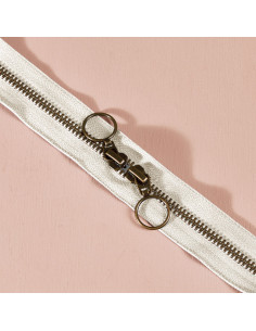 Dubbele messing ritssluiting Off White 60 cm - Atelier Brunette
