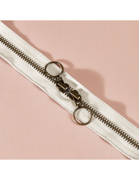 Dubbele messing ritssluiting Off White 60 cm - Atelier Brunette