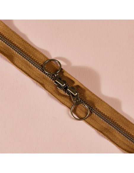 Dubbele messing rits Ochre 60 cm - Atelier Brunette