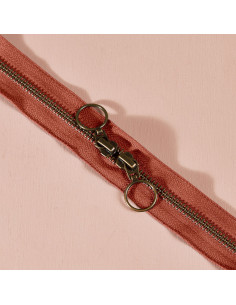 Dubbele messing rits Chestnut 60 cm - Atelier Brunette