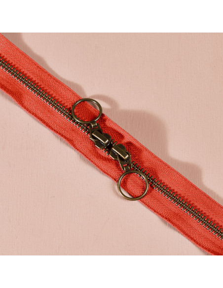 Dubbele messing ritssluiting Tangerine 60 cm - Atelier Brunette