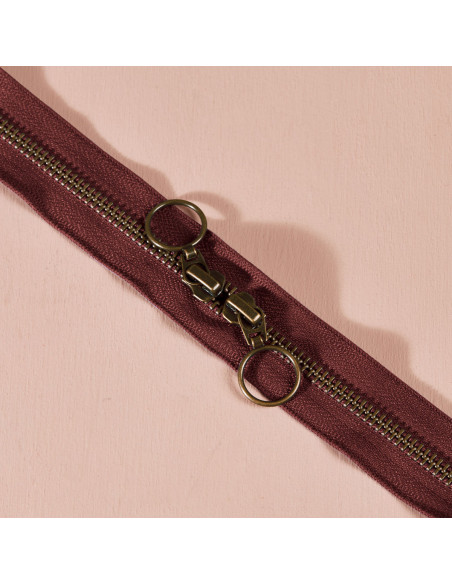 Dubbele messing rits Rust 60 cm - Atelier Brunette