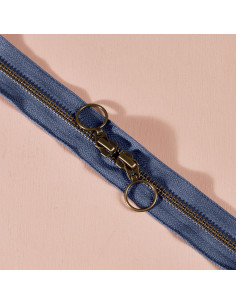 Dubbele ritssluiting messing Cobalt 60 cm - Atelier Brunette