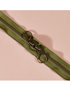 Dubbele ritssluiting messing Matcha Leaf 60 cm - Atelier Brunette