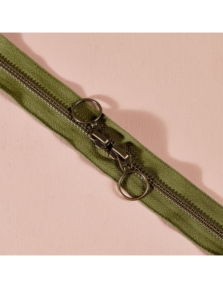 Dubbele ritssluiting messing Matcha Leaf 60 cm - Atelier Brunette