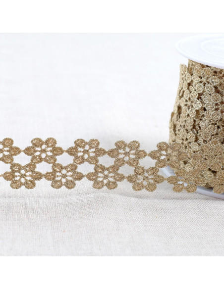 Metallische guipure bloemen - Goud