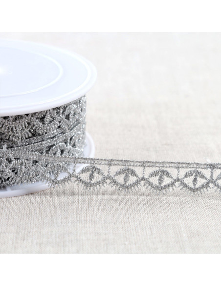 Metallische guipure oog - Zilver