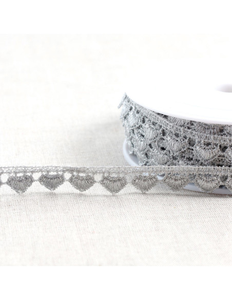 Metallische guipure hart - Zilver