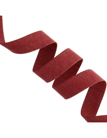 Glitterende katoenen riem voor tas - Bordeaux