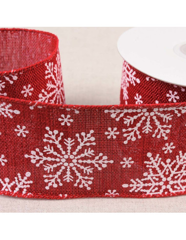 Sneeuwvlokken lint - Rood