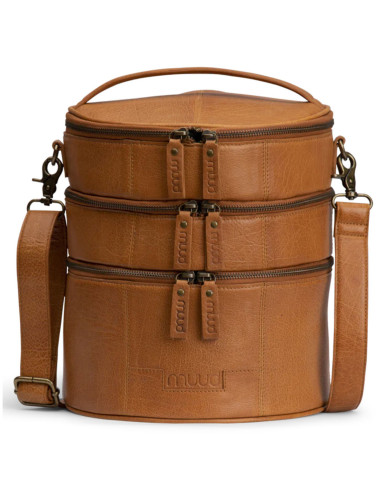 Leren opbergtas voor breien Muud Bturn - Whisky
