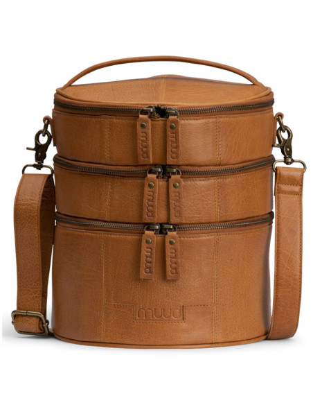 Leren opbergtas voor breien Muud Bturn - Whisky