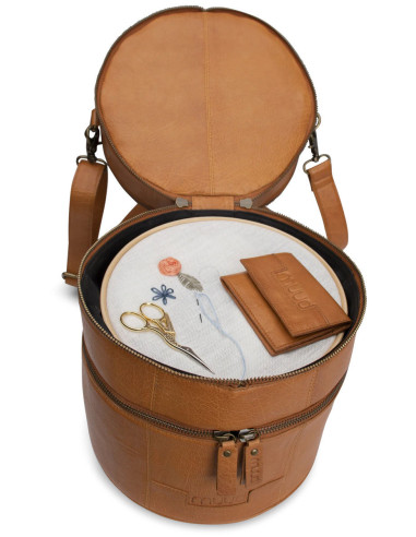 Leren opbergtas voor breien Muud Bturn - Whisky