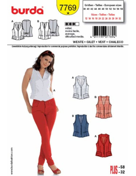 Vest patroon - Burda 7769