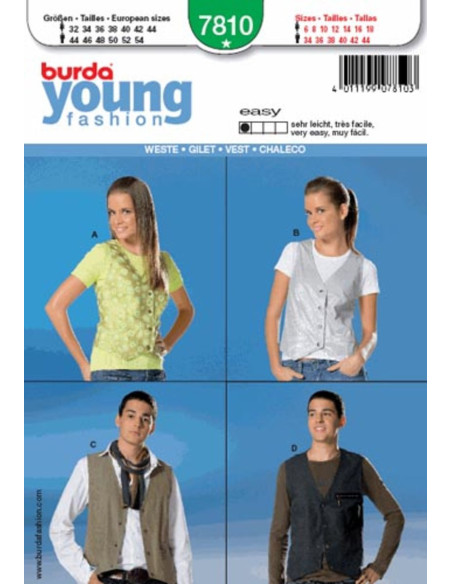Vest patroon - Burda 7810