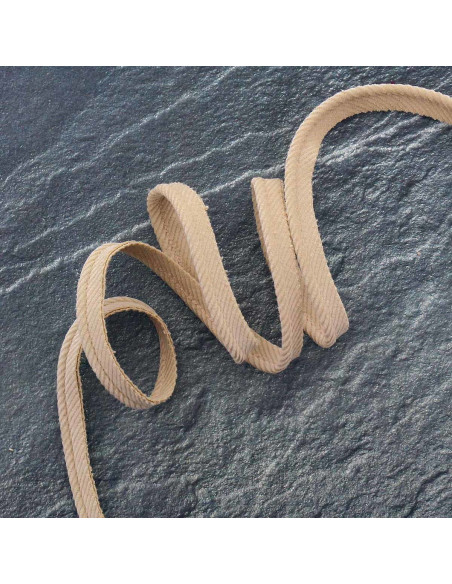 Ribfluweel paspel - Beige