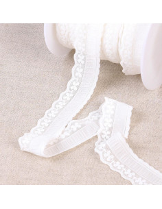 Elastische lingerie met geplooid wit kantpatroon