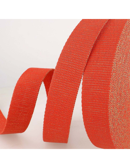 Lurex tasriem - Rood en goud