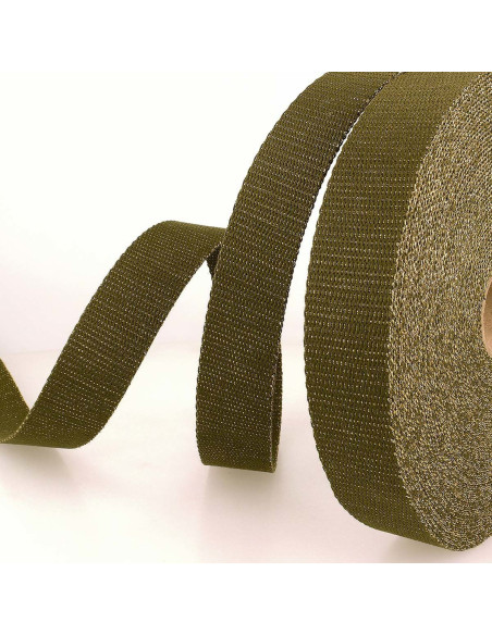 Lurex tasriem - Khaki en goud