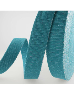 Lurex tasriem - Petrol en zilver
