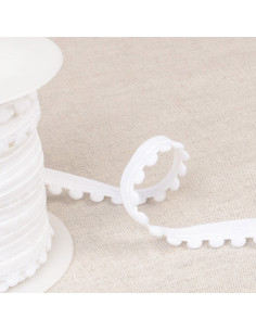 Elastiek met pompons - Wit